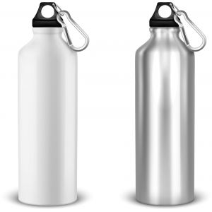 Бутылка (фляжка) #5 для воды, металлическая, серебряная, 400мл